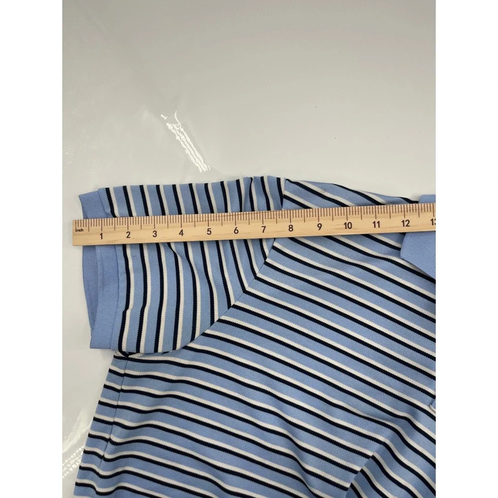 Polo Ralph‎ Lauren Mens Performance Stripe Polo Shirt Light Blue Yellow Pony L